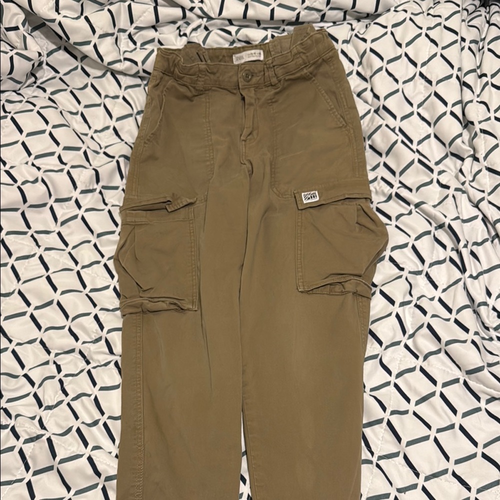 Zara Tan Formal Pants with Relaxed Fit